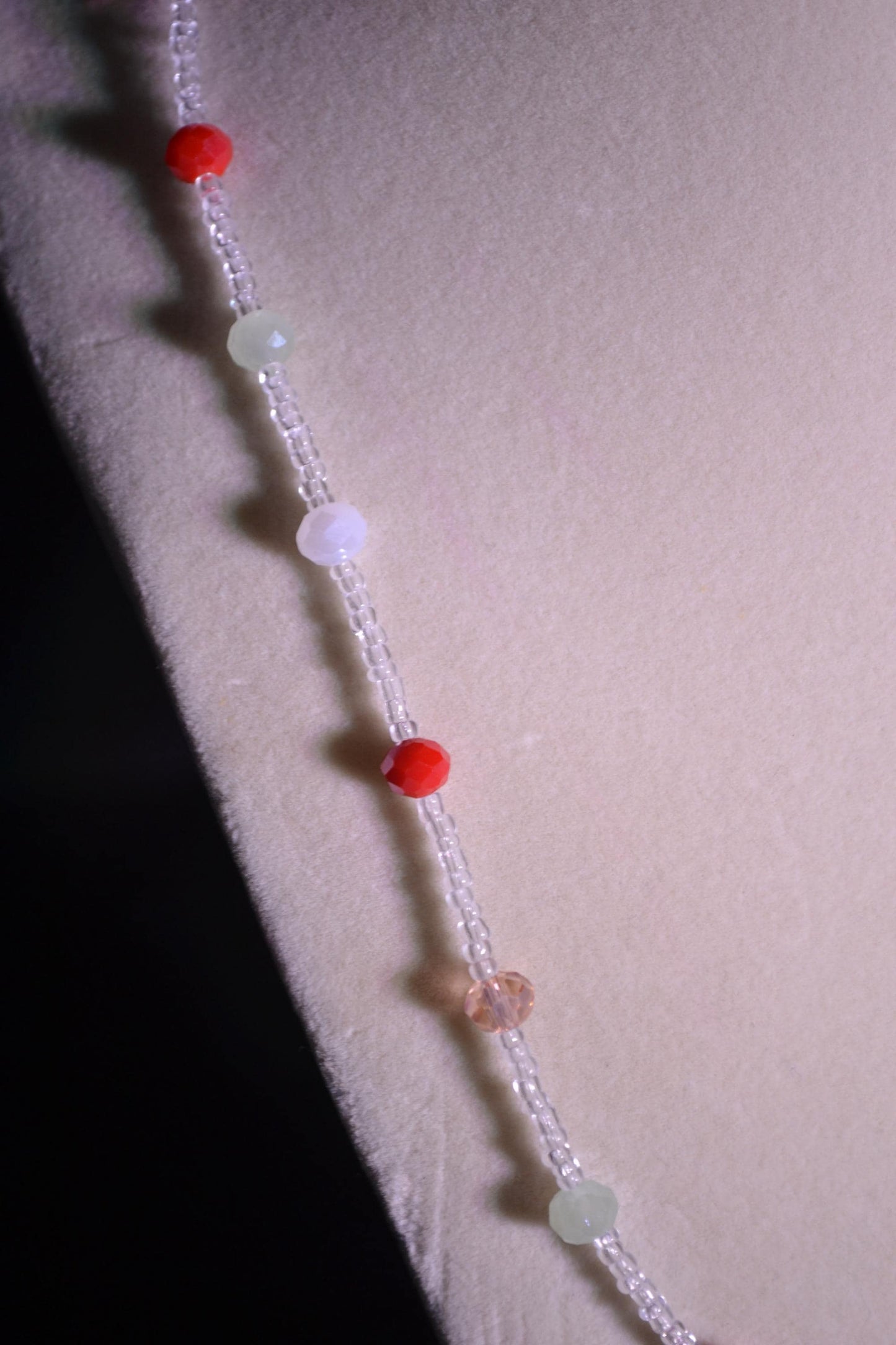 Multicolor glass bead necklace. Christmas theme