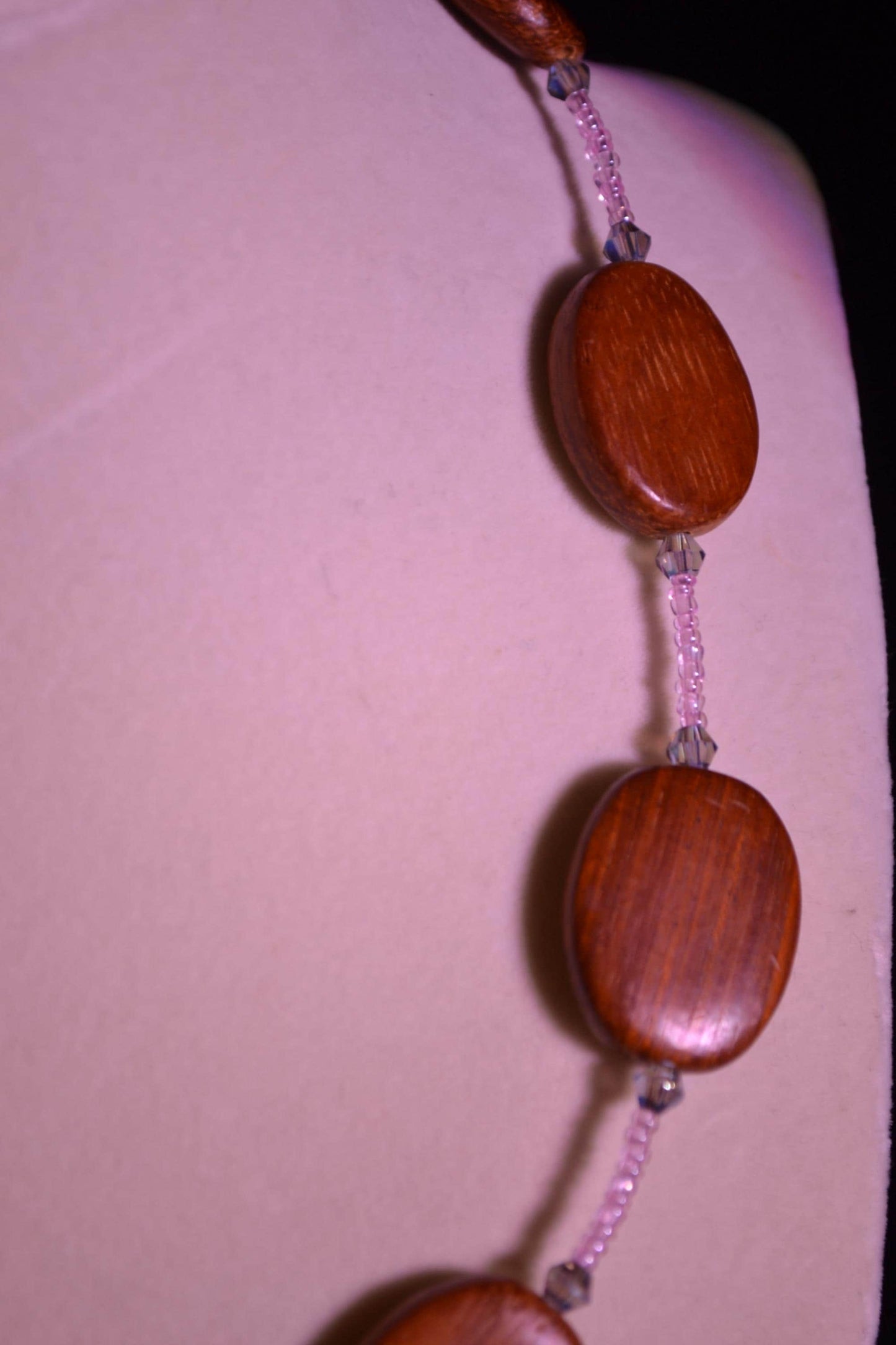 Multicolor glass bead and wooden necklace