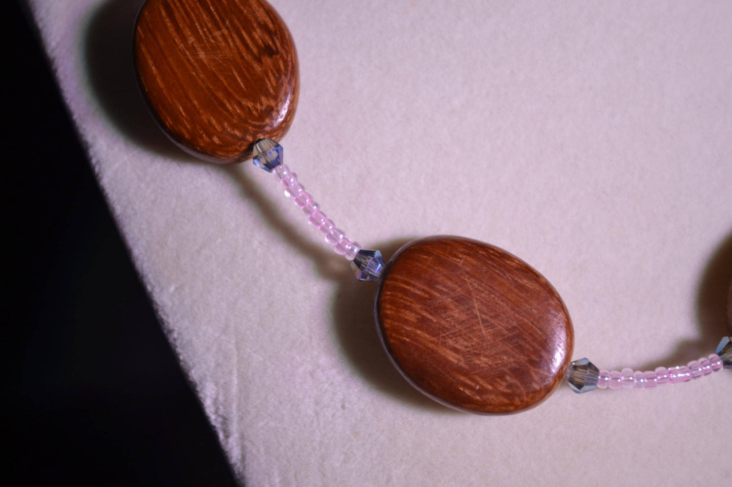 Multicolor glass bead and wooden necklace