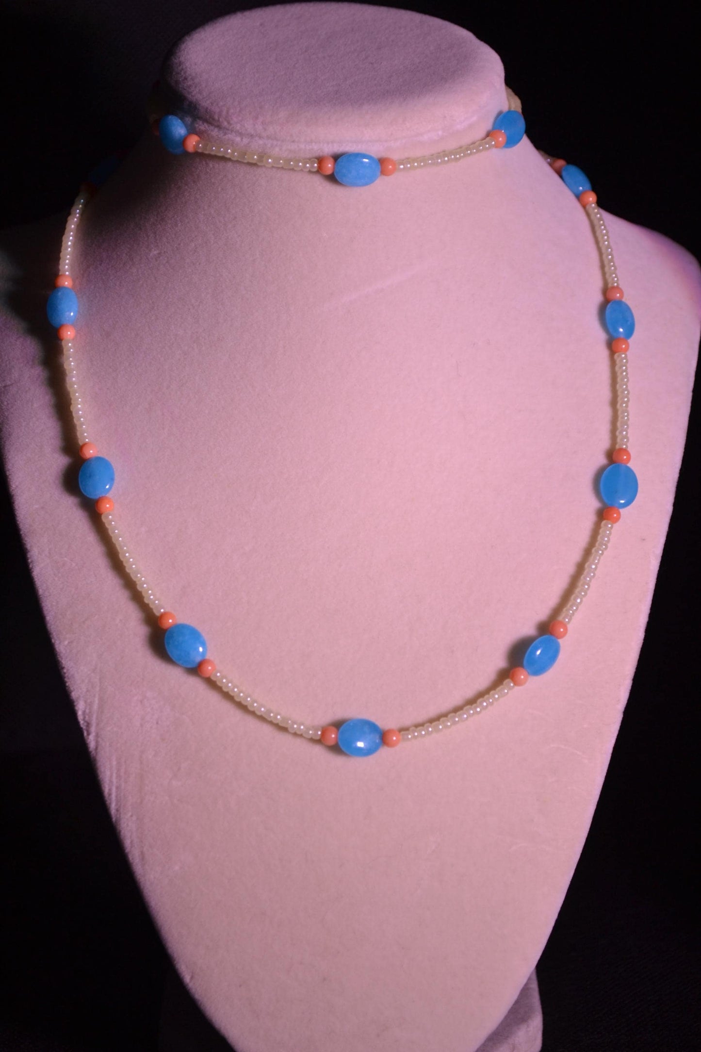 Aqua and peach necklace & bracelet set