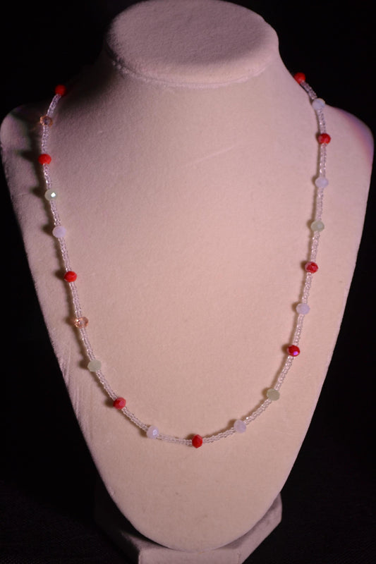 Multicolor glass bead necklace. Christmas theme