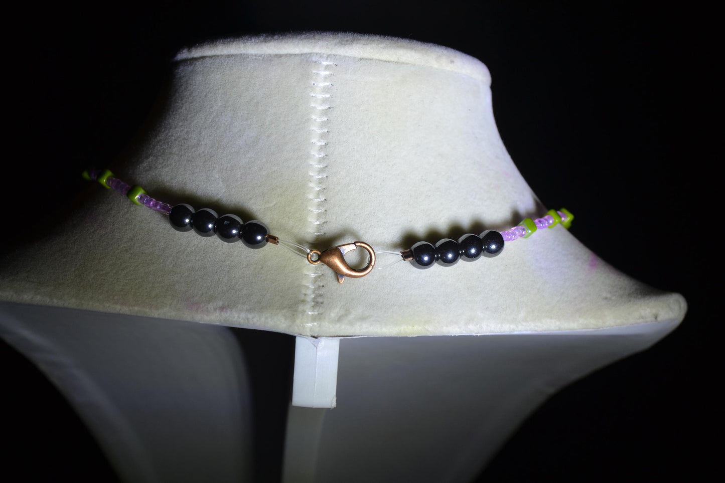 Brass flower pendant beaded necklace