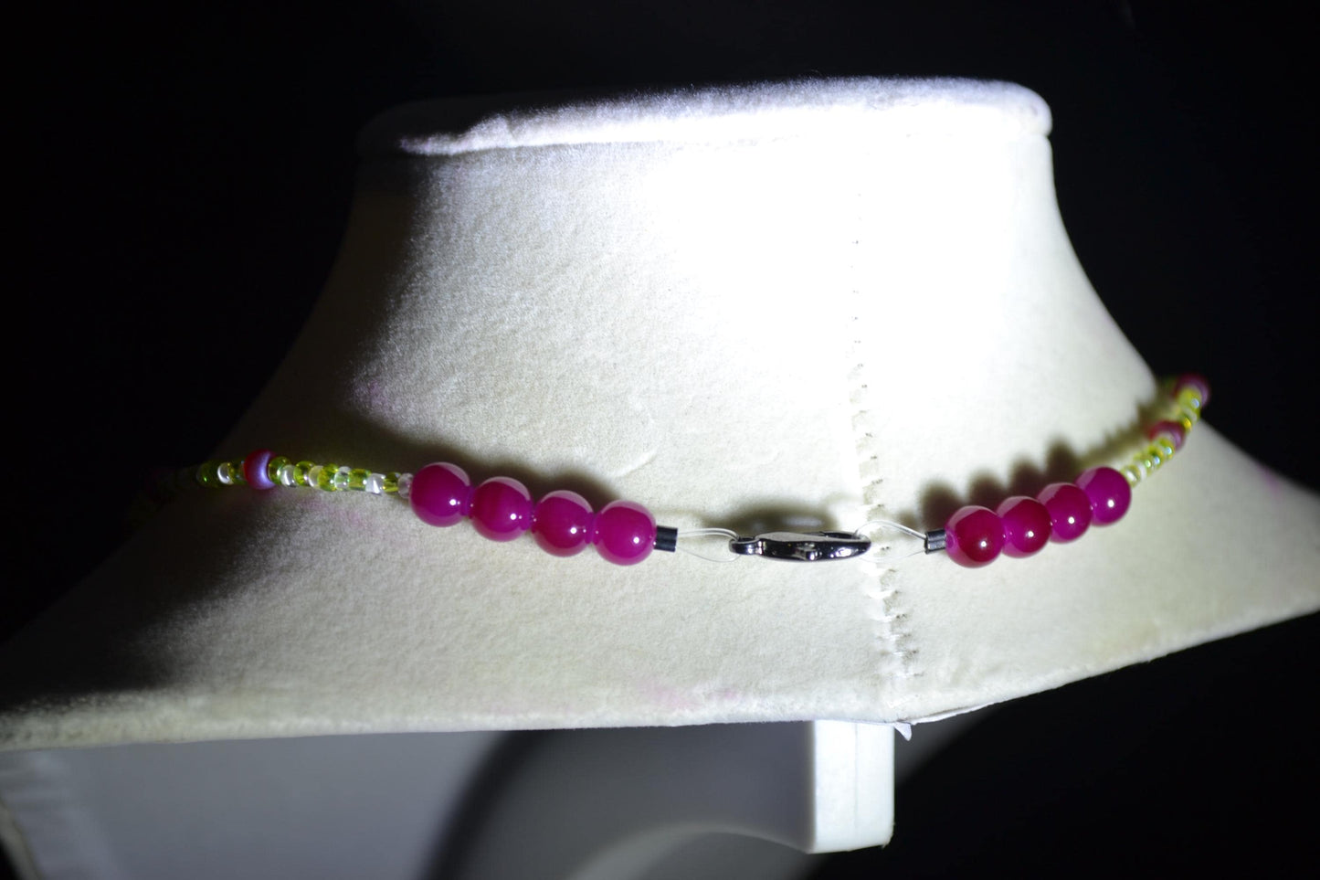 White dragonfly pendant glass bead necklace