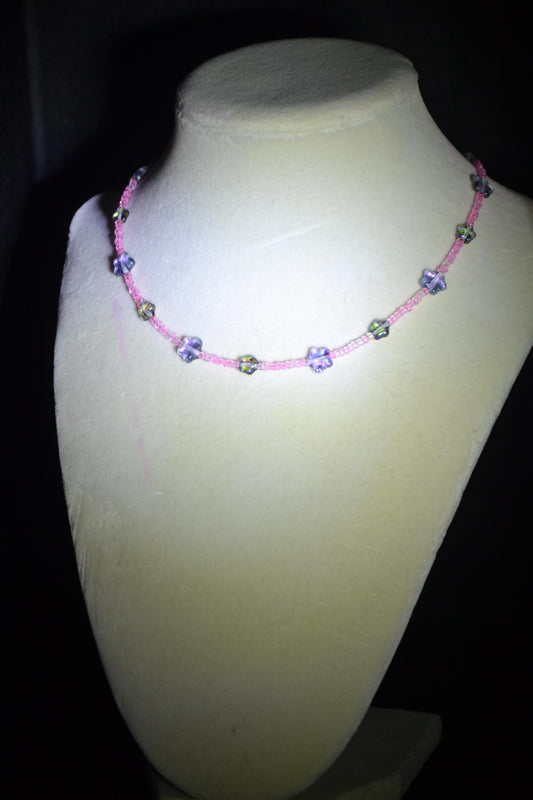 Beaded Iridescent Star Choker. Reversible