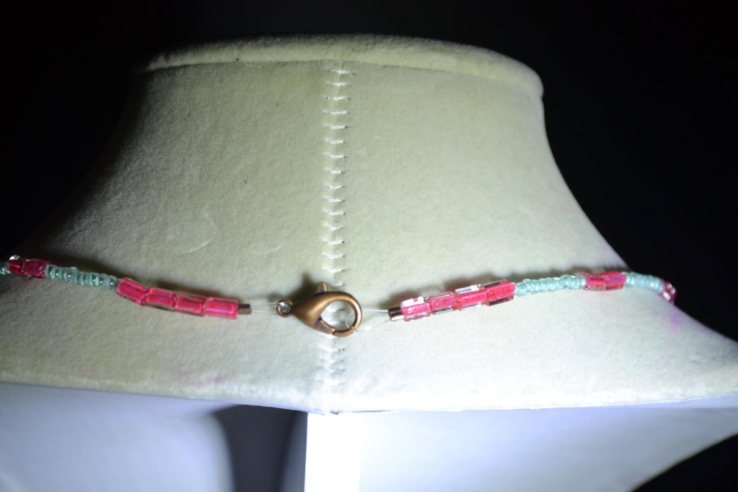 Brass fish pendant glass bead necklace