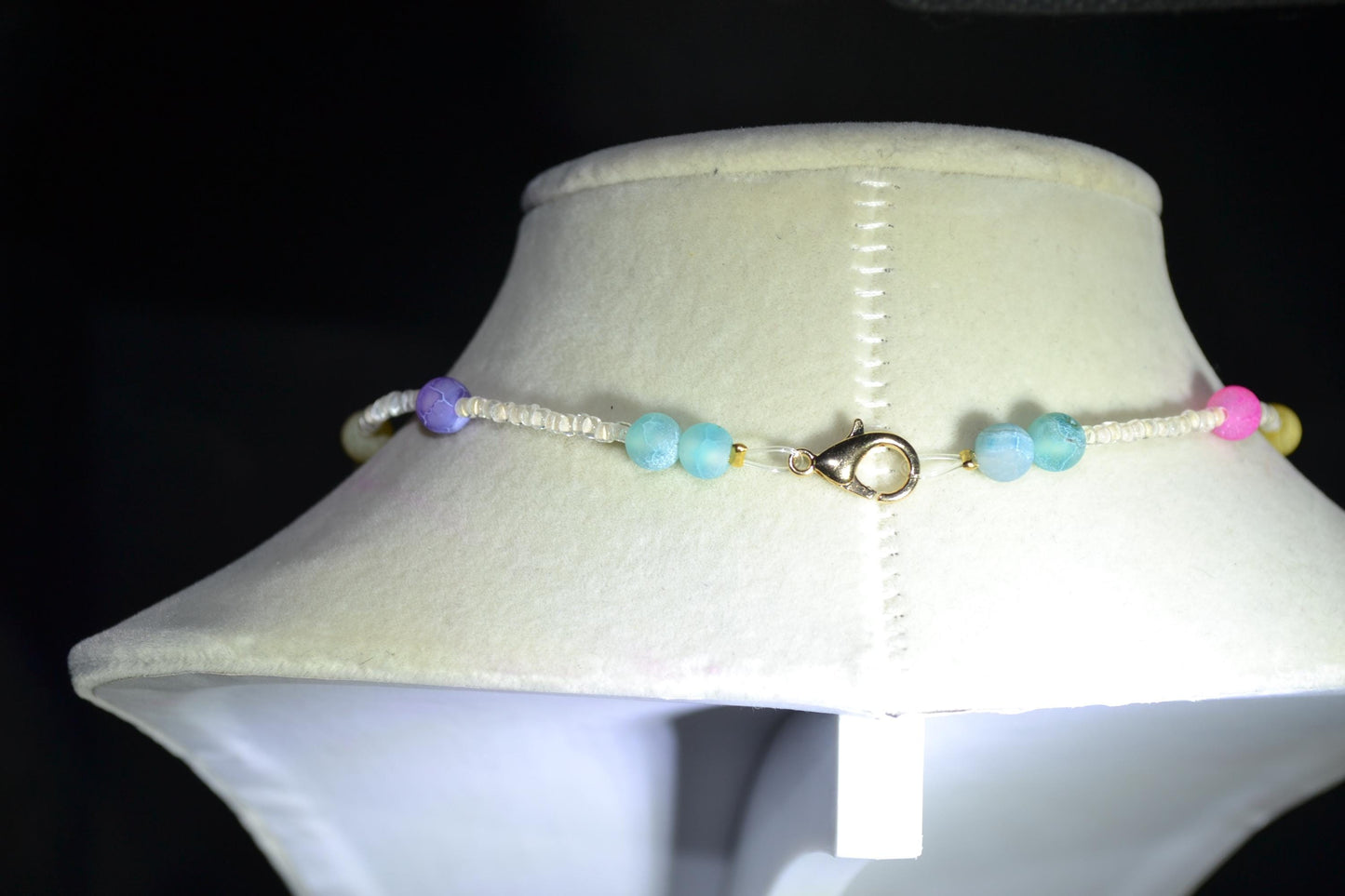 Multicolor glass bead choker. Rainbow