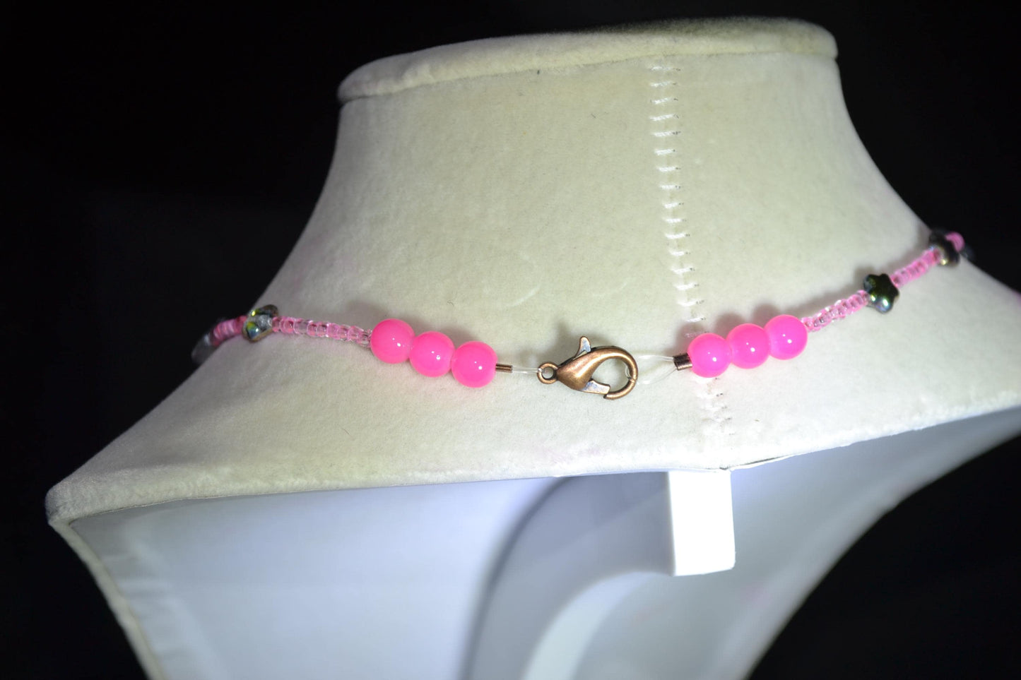 Beaded Iridescent Star Choker. Reversible