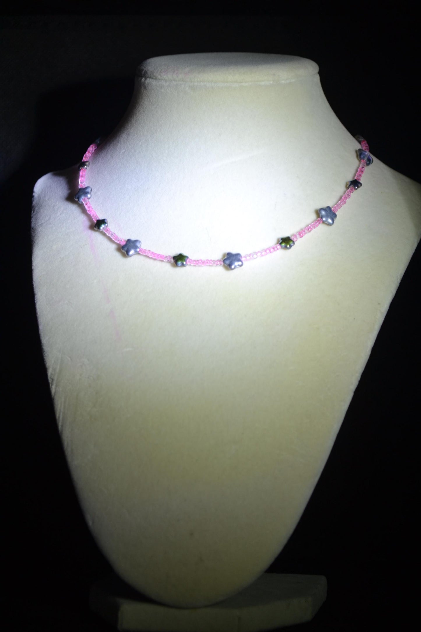 Beaded Iridescent Star Choker. Reversible