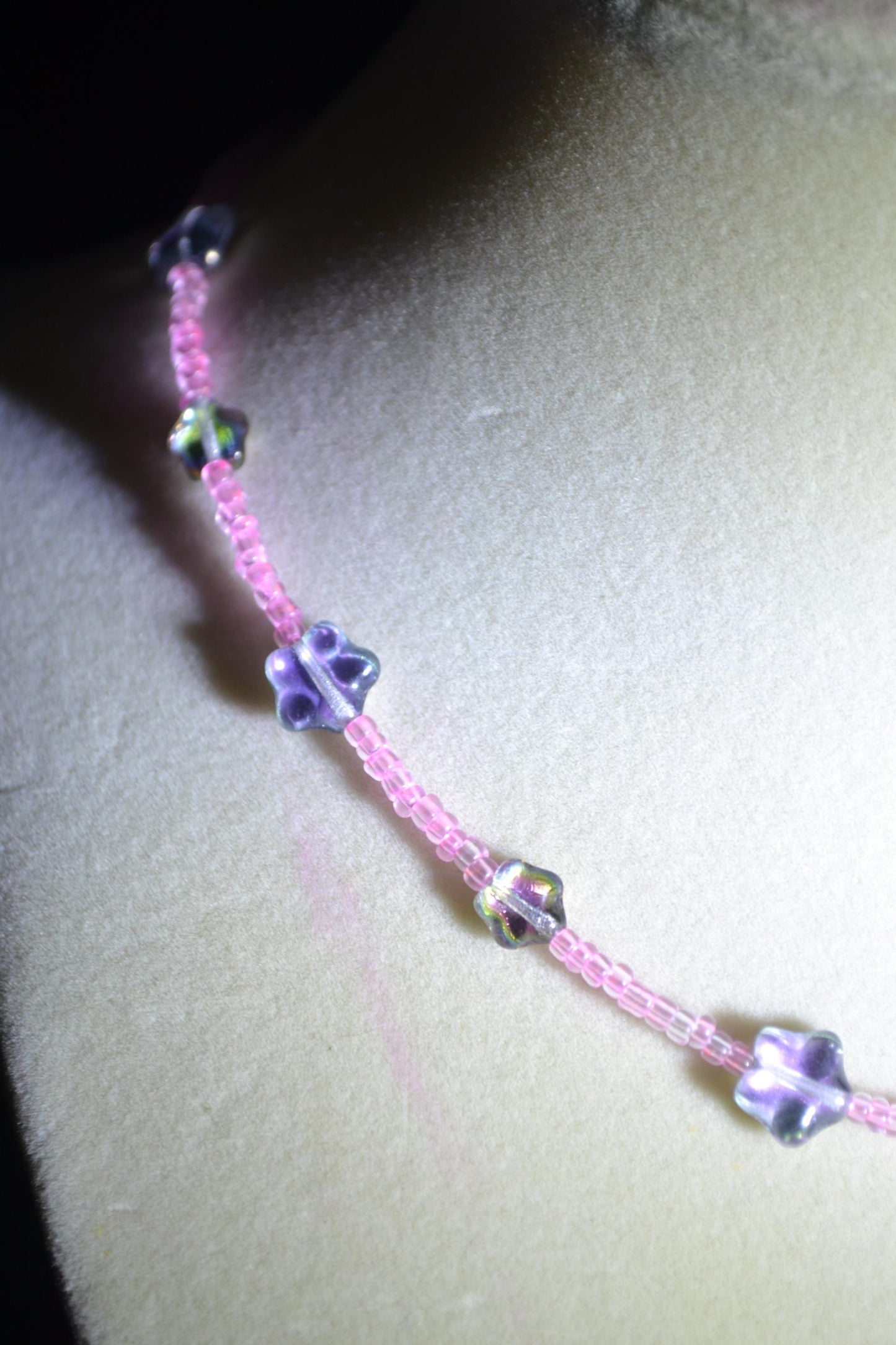 Beaded Iridescent Star Choker. Reversible