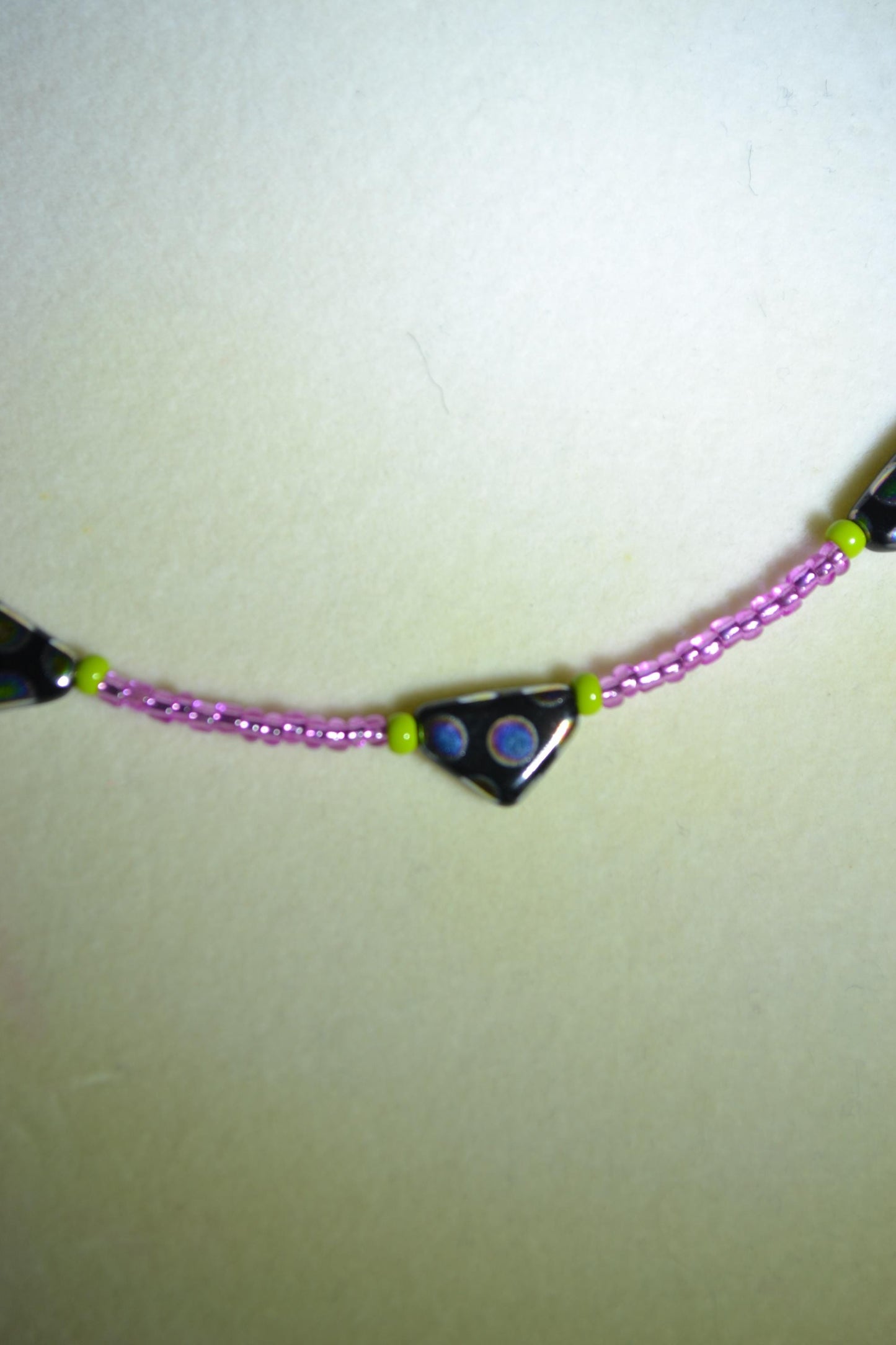 Black and rainbow beaded necklace & bracelet set