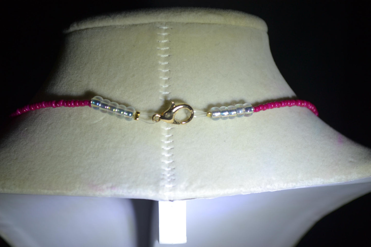 Multicolor glass bead necklace. Berry and aqua