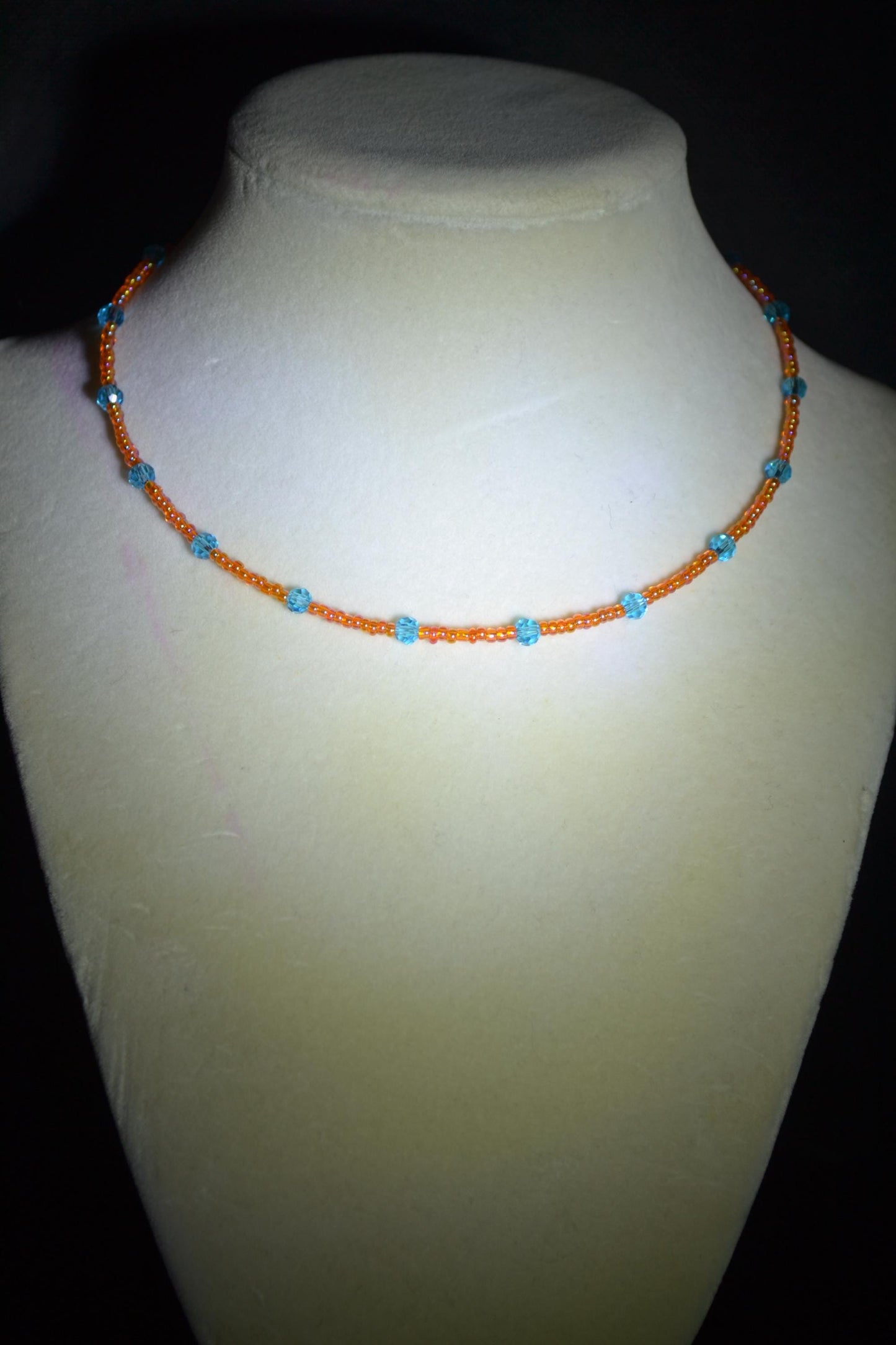 Multicolor glass bead choker. Orange and blue. Florida gators