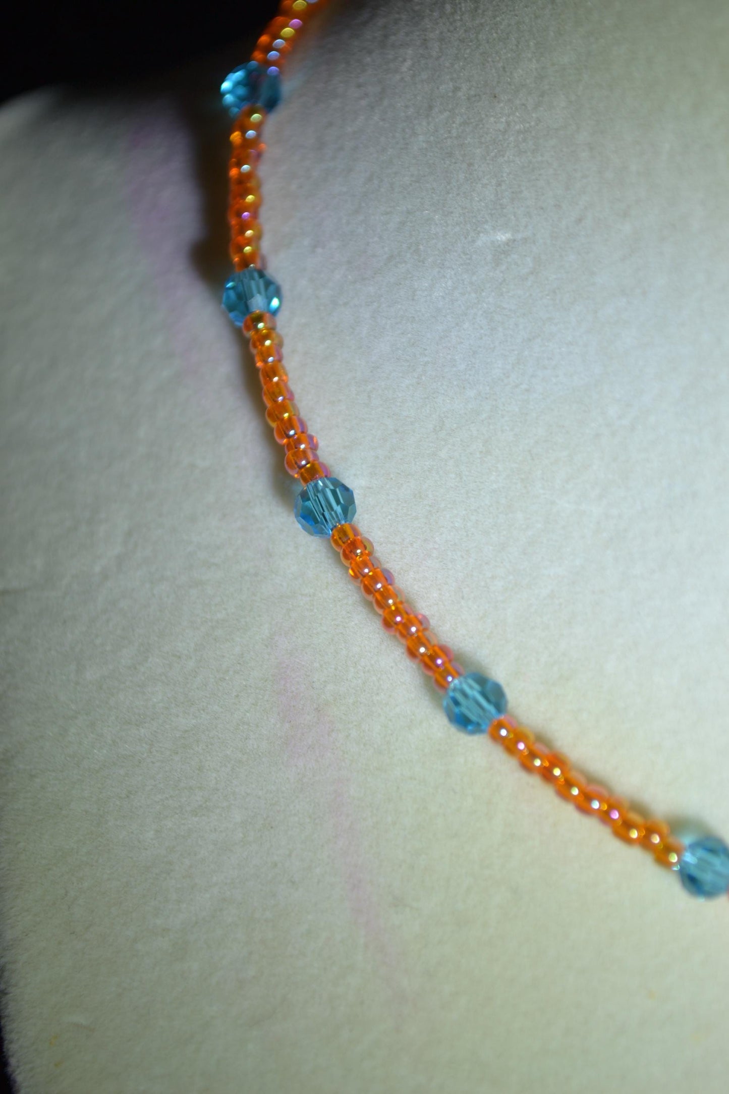 Multicolor glass bead choker. Orange and blue. Florida gators