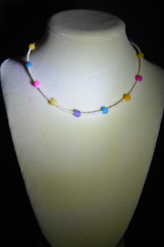 Multicolor glass bead choker. Rainbow