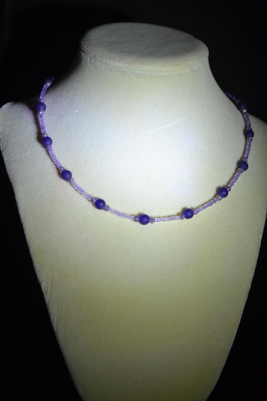 Multicolor glass bead necklace. Grape juice