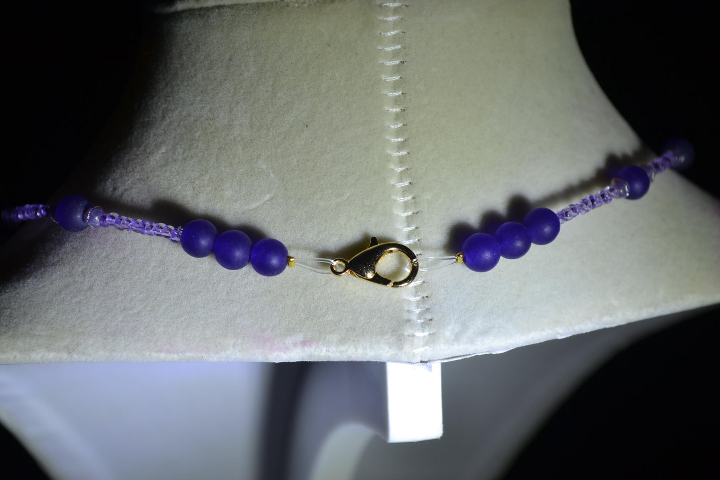Multicolor glass bead necklace. Grape juice