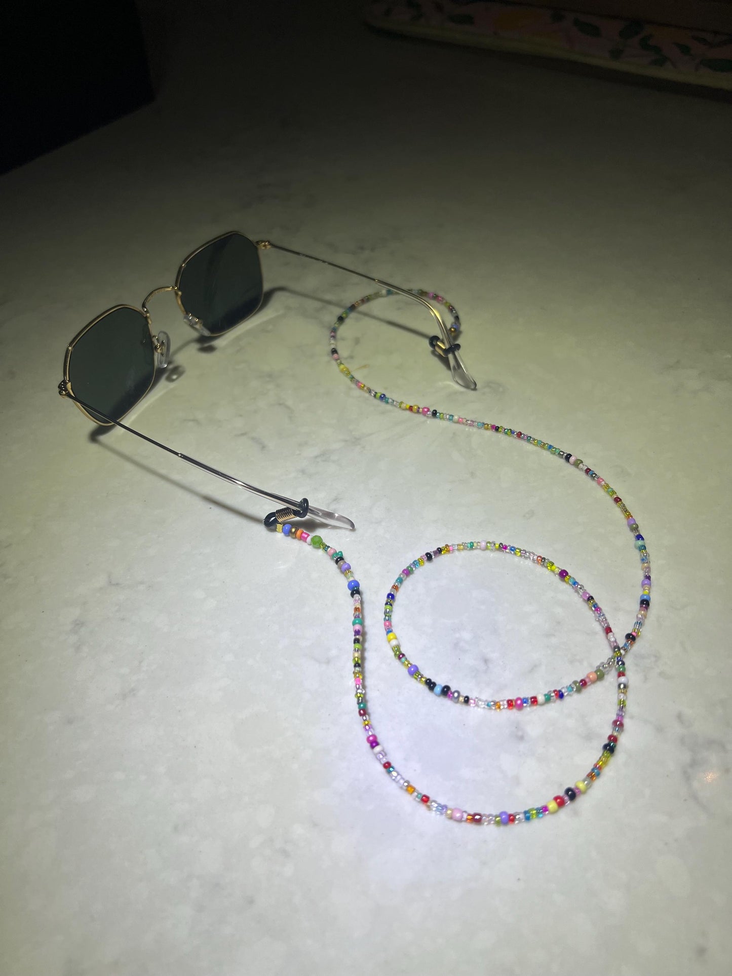 Hand Beaded Sunglasses Chain, Randomized colors. Customizable