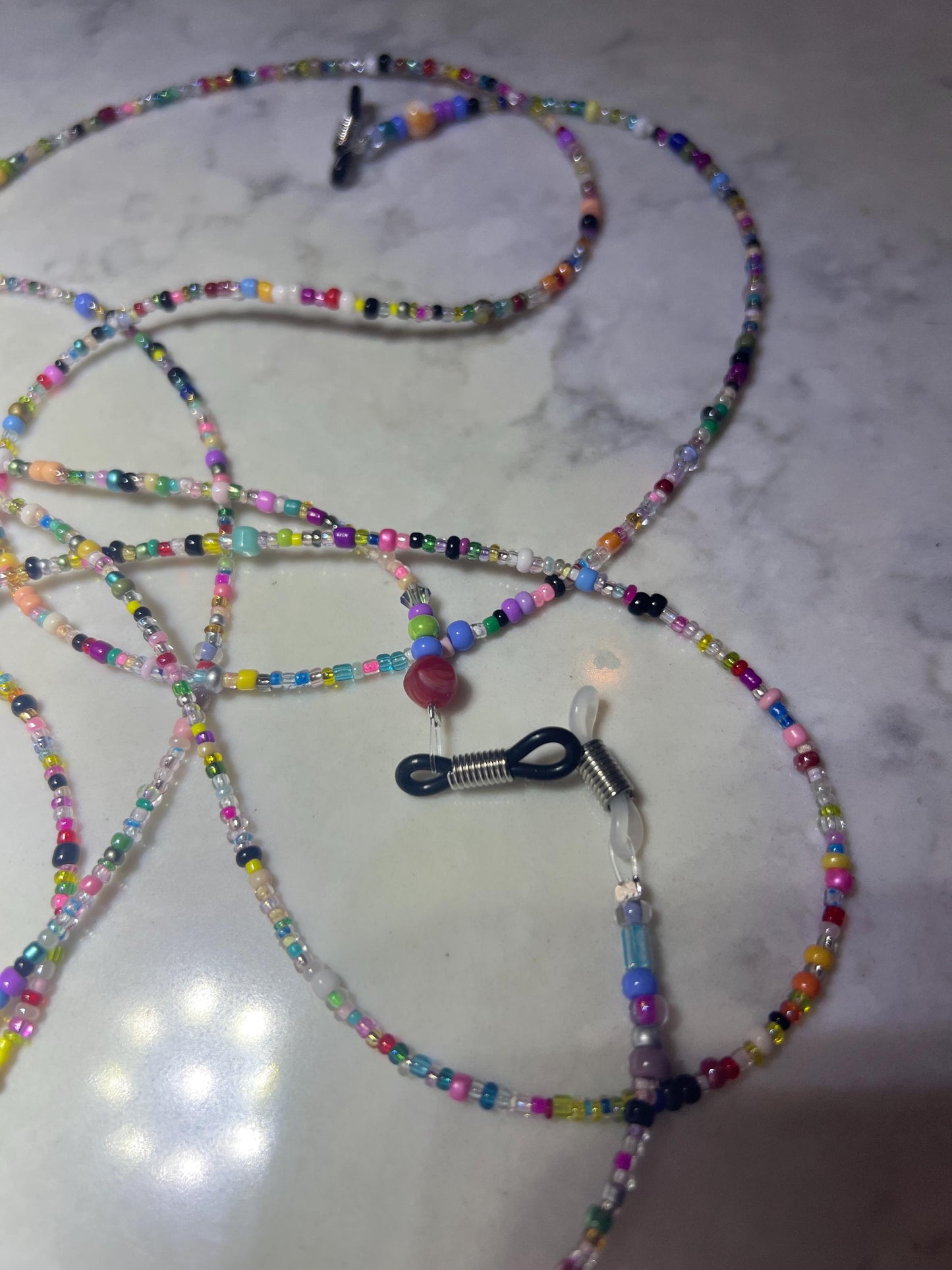 Hand Beaded Sunglasses Chain, Randomized colors. Customizable