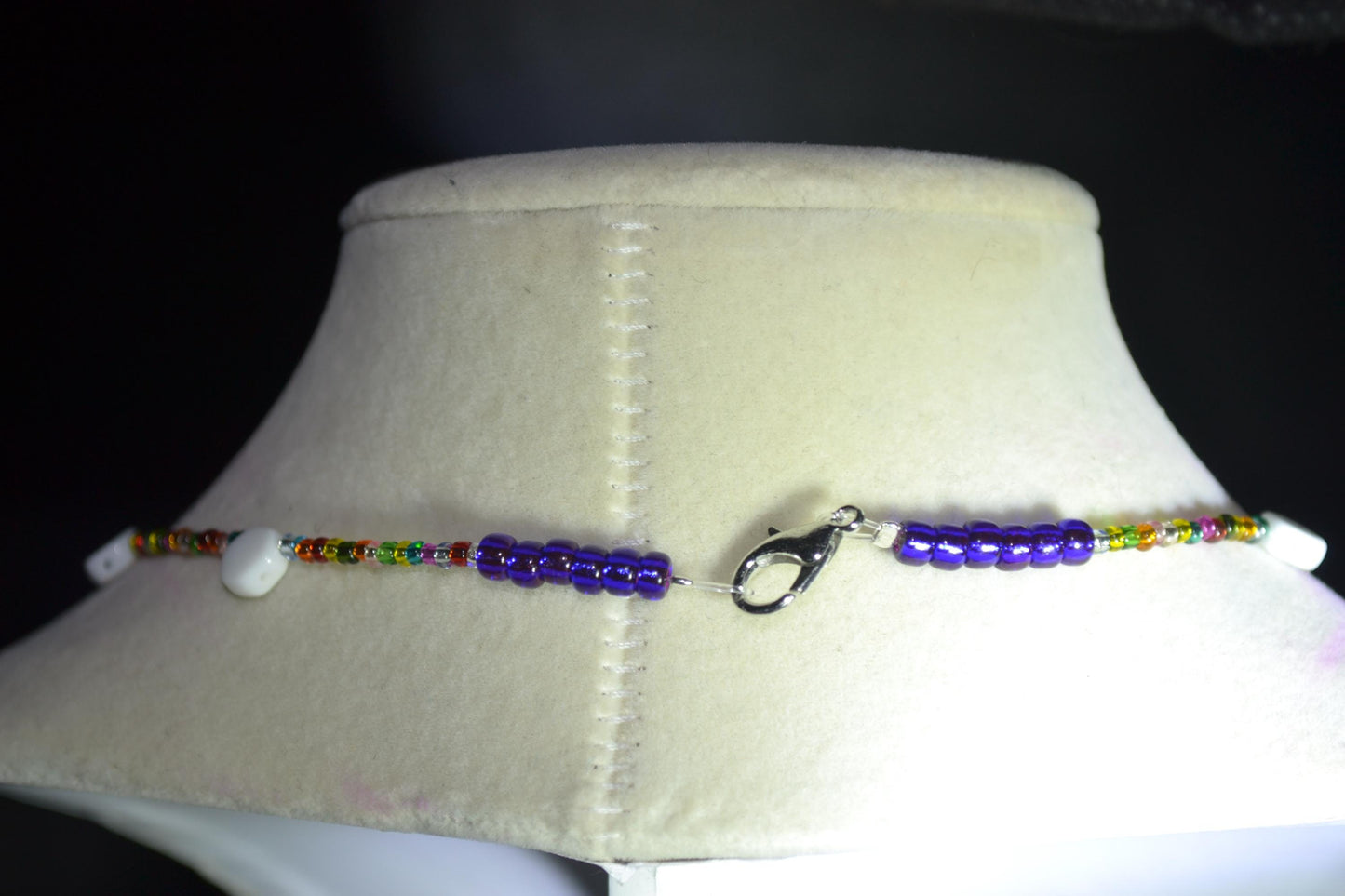 Multicolor glass bead necklace. Reversible rainbow