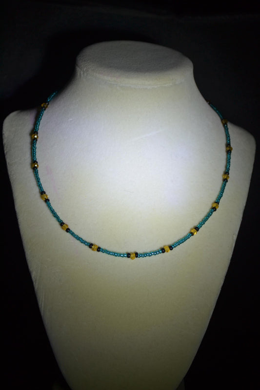 Multicolor glass bead necklace. Jacksonville jaguars
