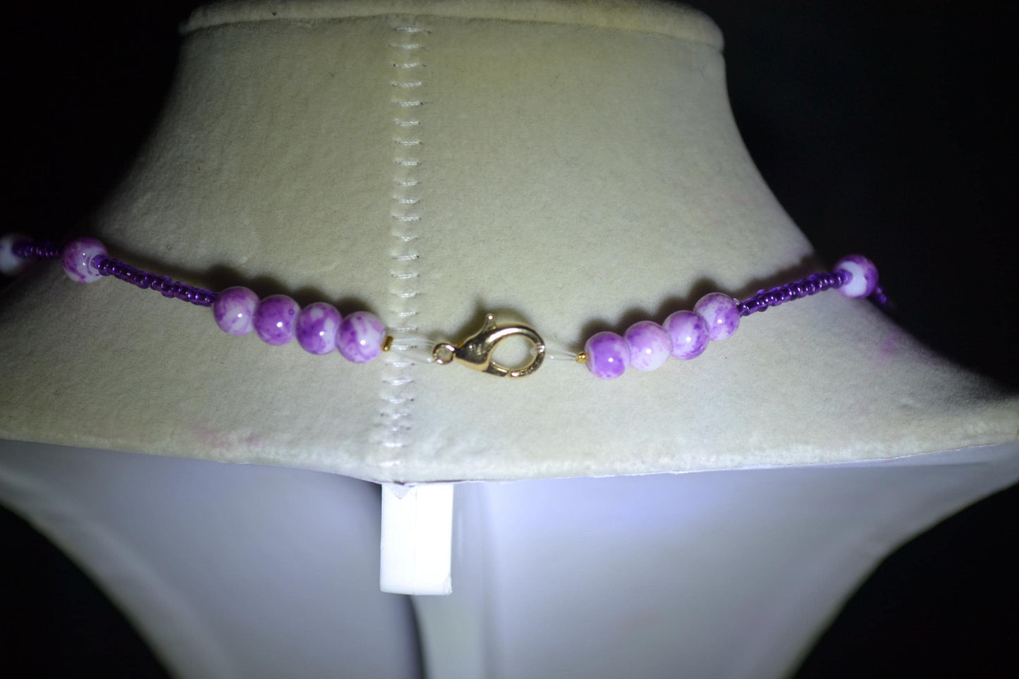 Multicolor glass bead necklace. Grape juice