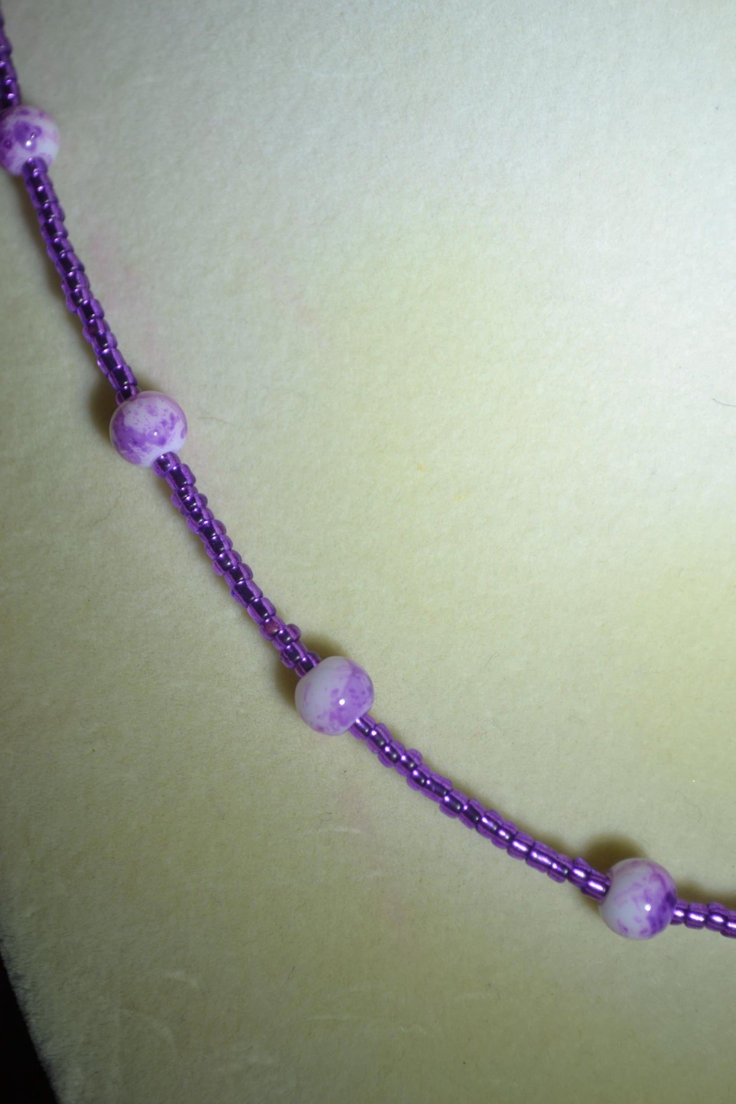 Multicolor glass bead necklace. Grape juice