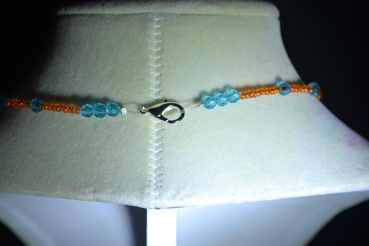 Multicolor glass bead choker. Orange and blue. Florida gators
