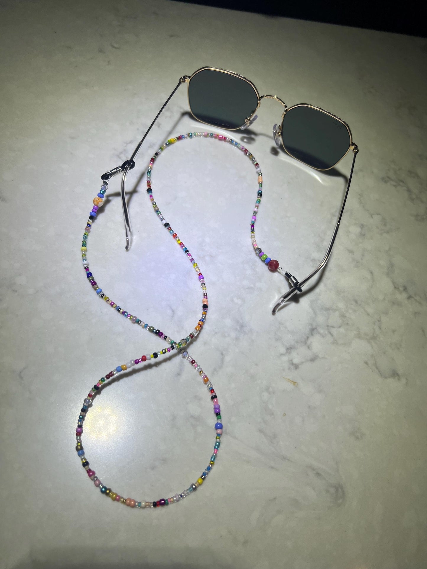 Hand Beaded Sunglasses Chain, Randomized colors. Customizable
