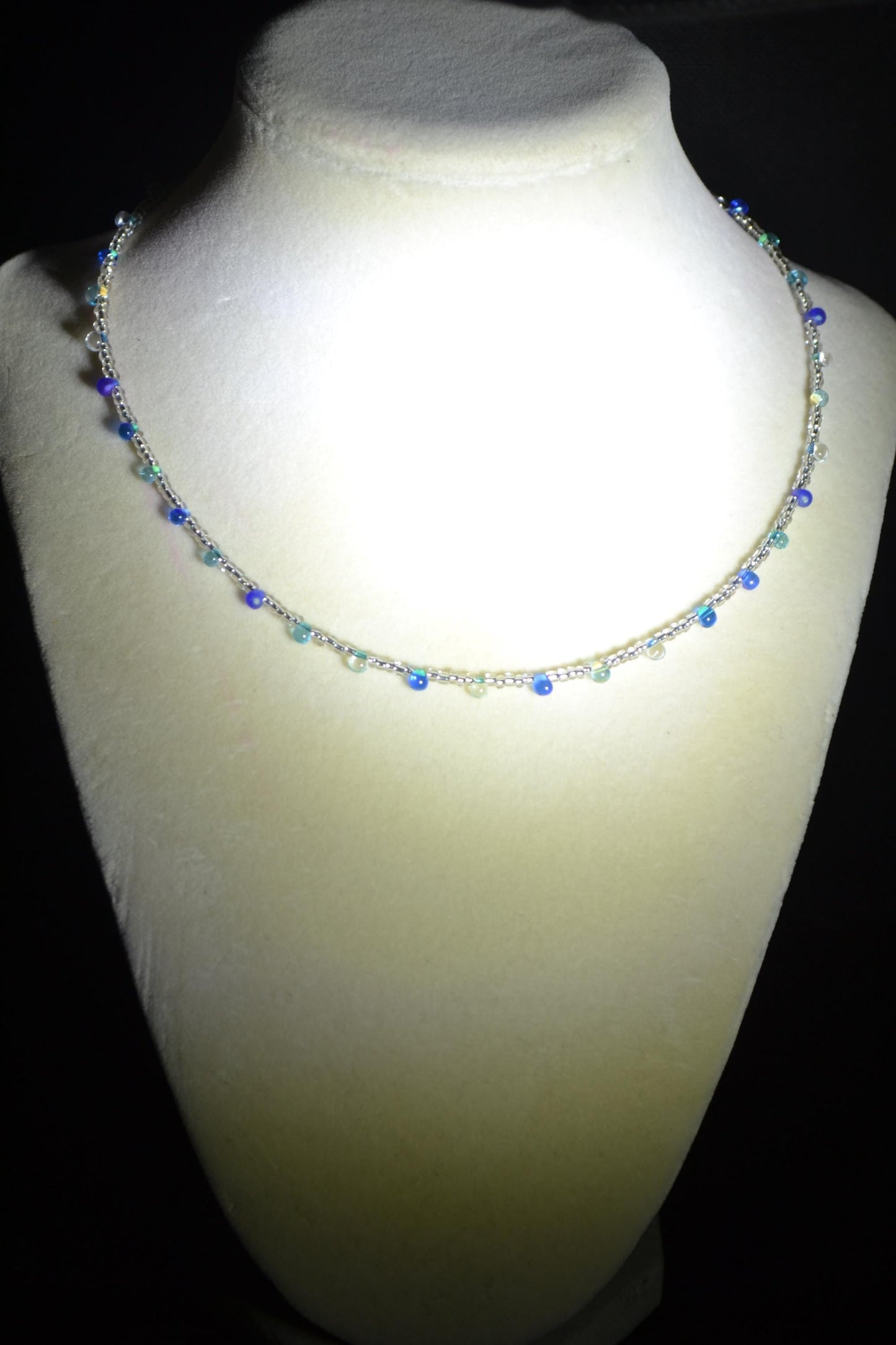 Multicolor glass bead necklace. Ocean tears
