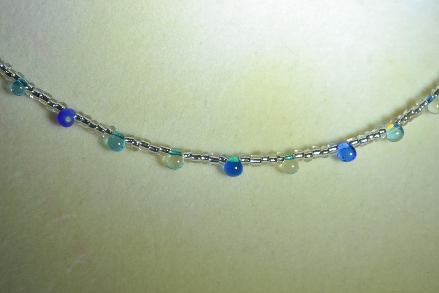 Multicolor glass bead necklace. Ocean tears