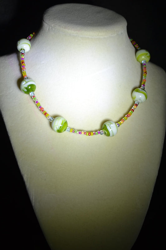 Multicolor glass bead choker. Tutti-frutti