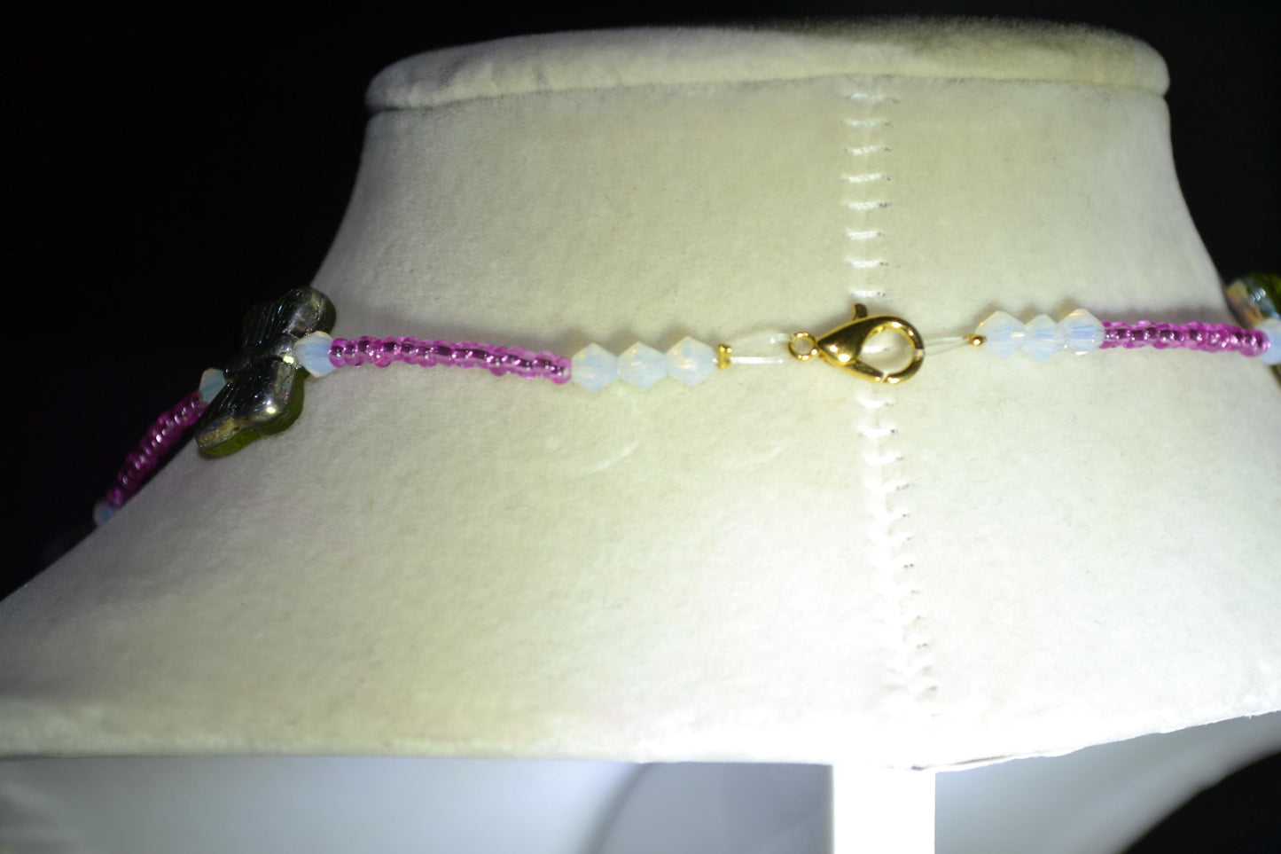 Beaded Butterfly glass necklace. Reversible