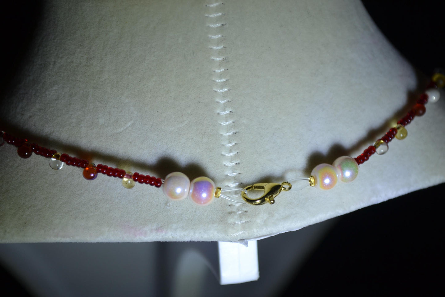 Multicolor glass bead necklace. Mixed FSU colors