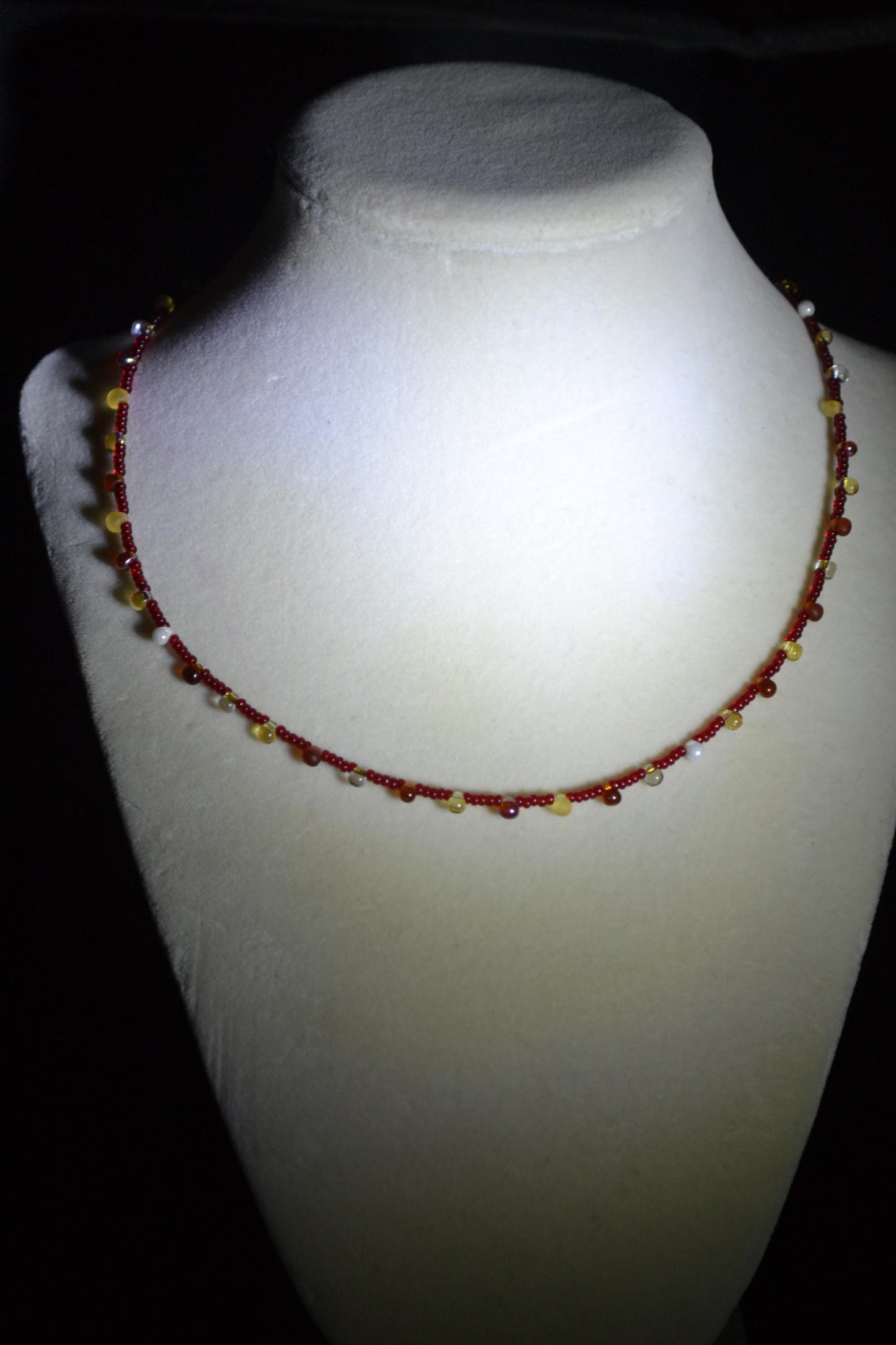 Multicolor glass bead necklace. Mixed FSU colors