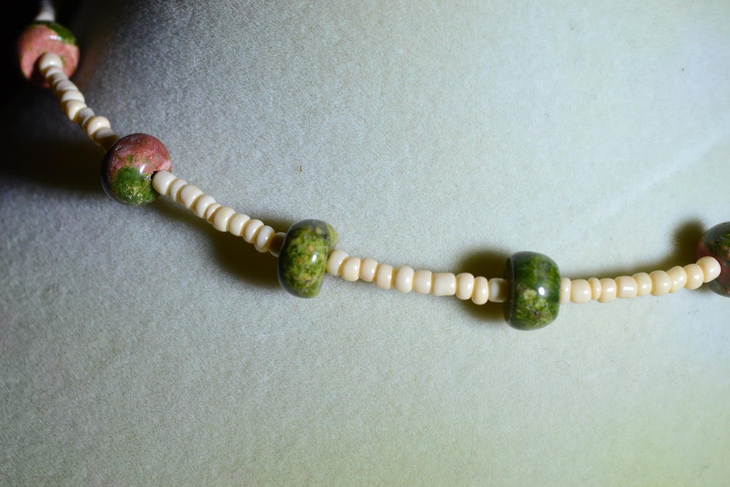 Multicolor glass bead choker. Ocean jasper and sand