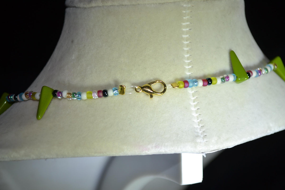 Multicolor glass bead choker. Skittles