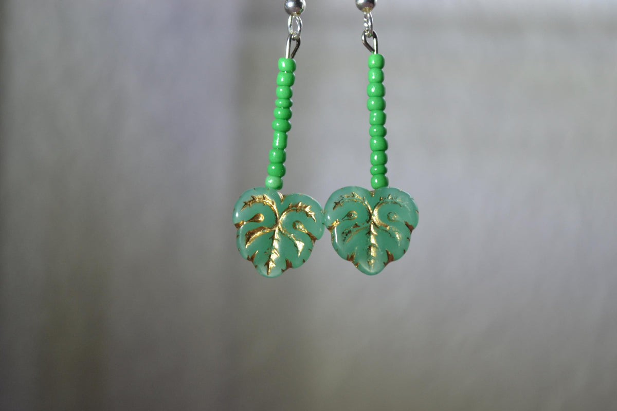 Beaded Monstera Earrings