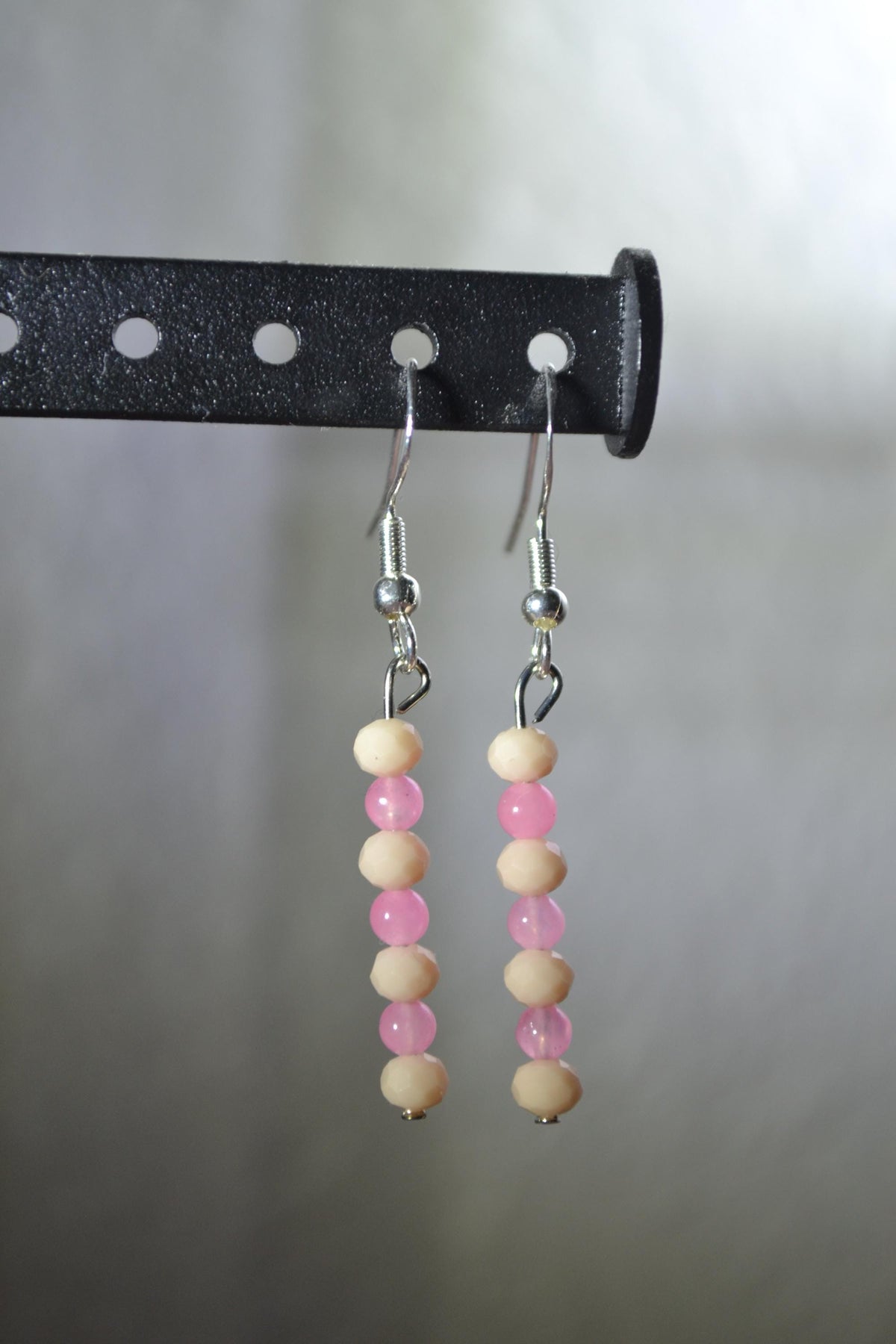 Beaded Earrings. Cream and pink