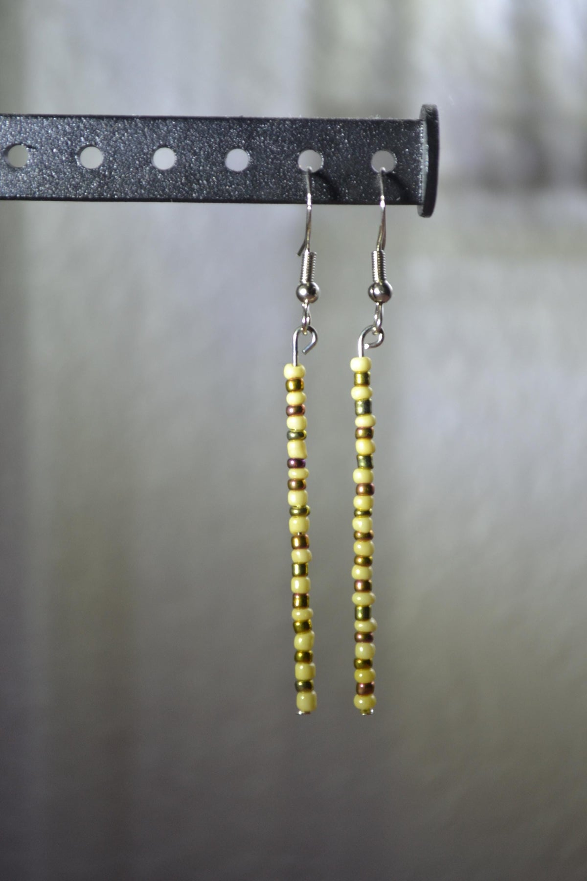 Beaded Earrings. Butter and mixed metallic