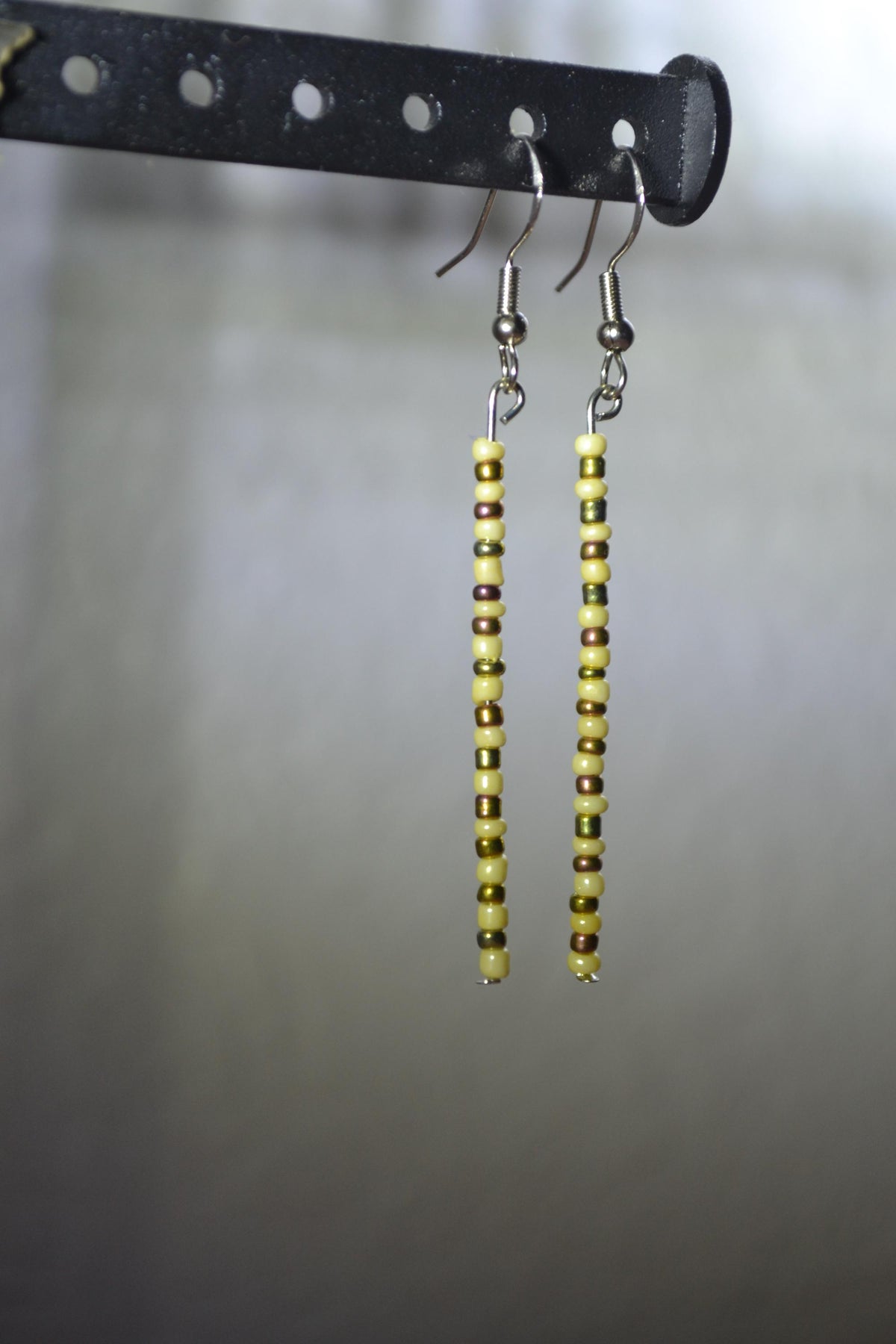 Beaded Earrings. Butter and mixed metallic