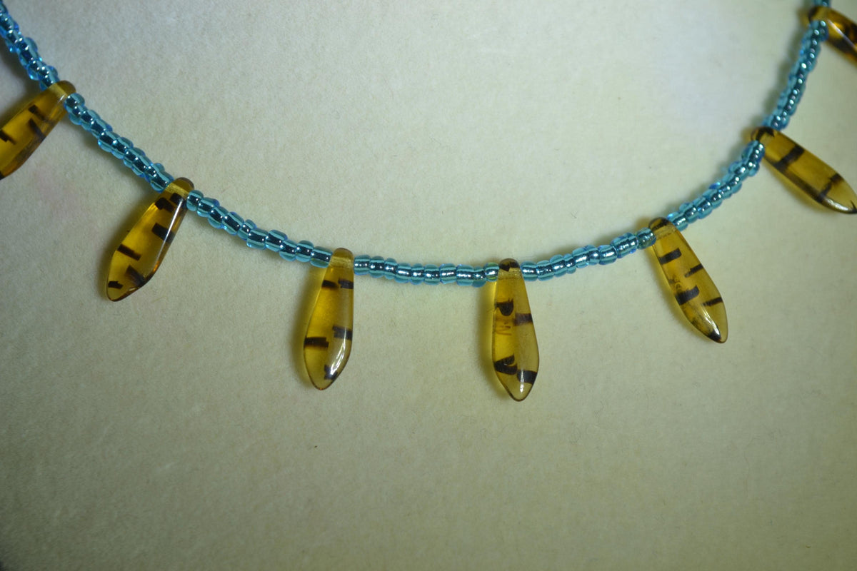 Multicolor glass bead choker. Teal & Tortoise