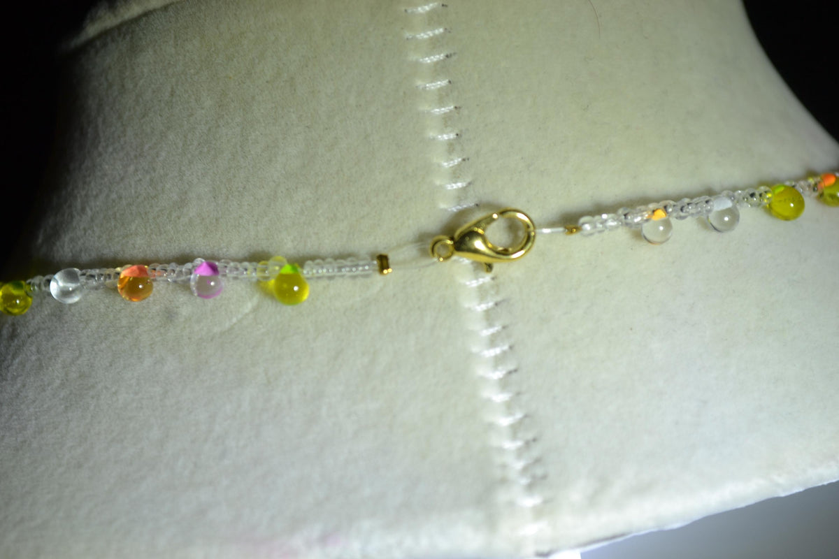 Multicolor glass bead choker. Rainbow drops