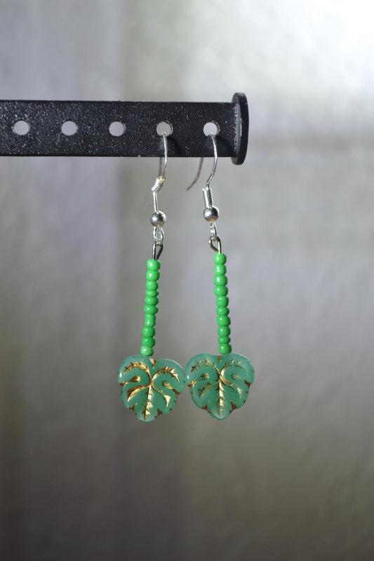 Beaded Monstera Earrings