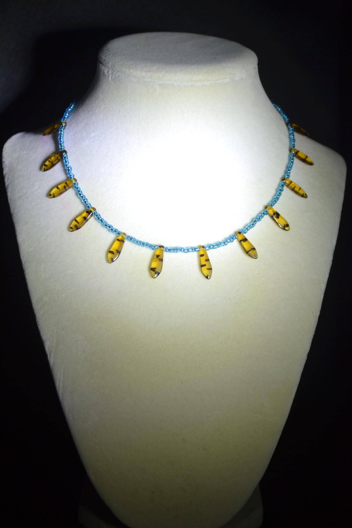 Multicolor glass bead choker. Teal & Tortoise
