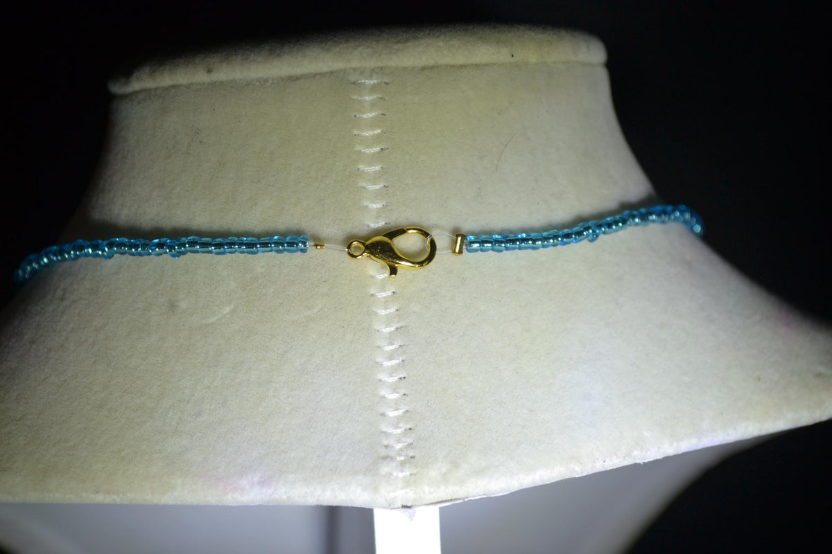 Multicolor glass bead choker. Teal & Tortoise