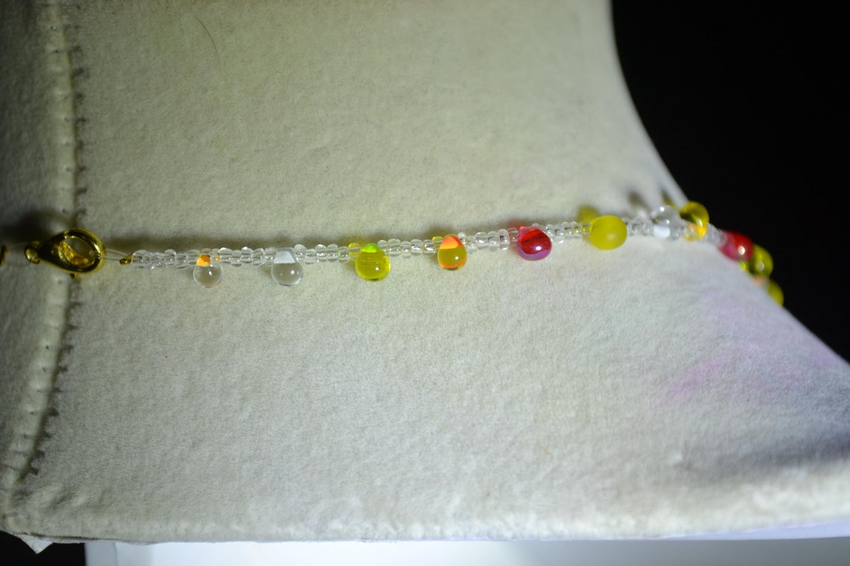 Multicolor glass bead choker. Rainbow drops