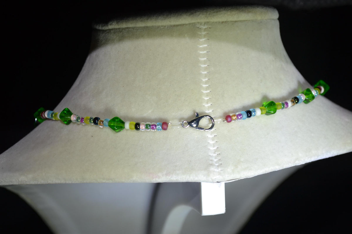 Multicolor glass bead choker. Glass candy
