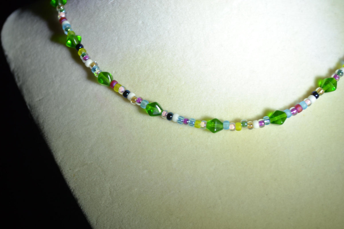 Multicolor glass bead choker. Glass candy