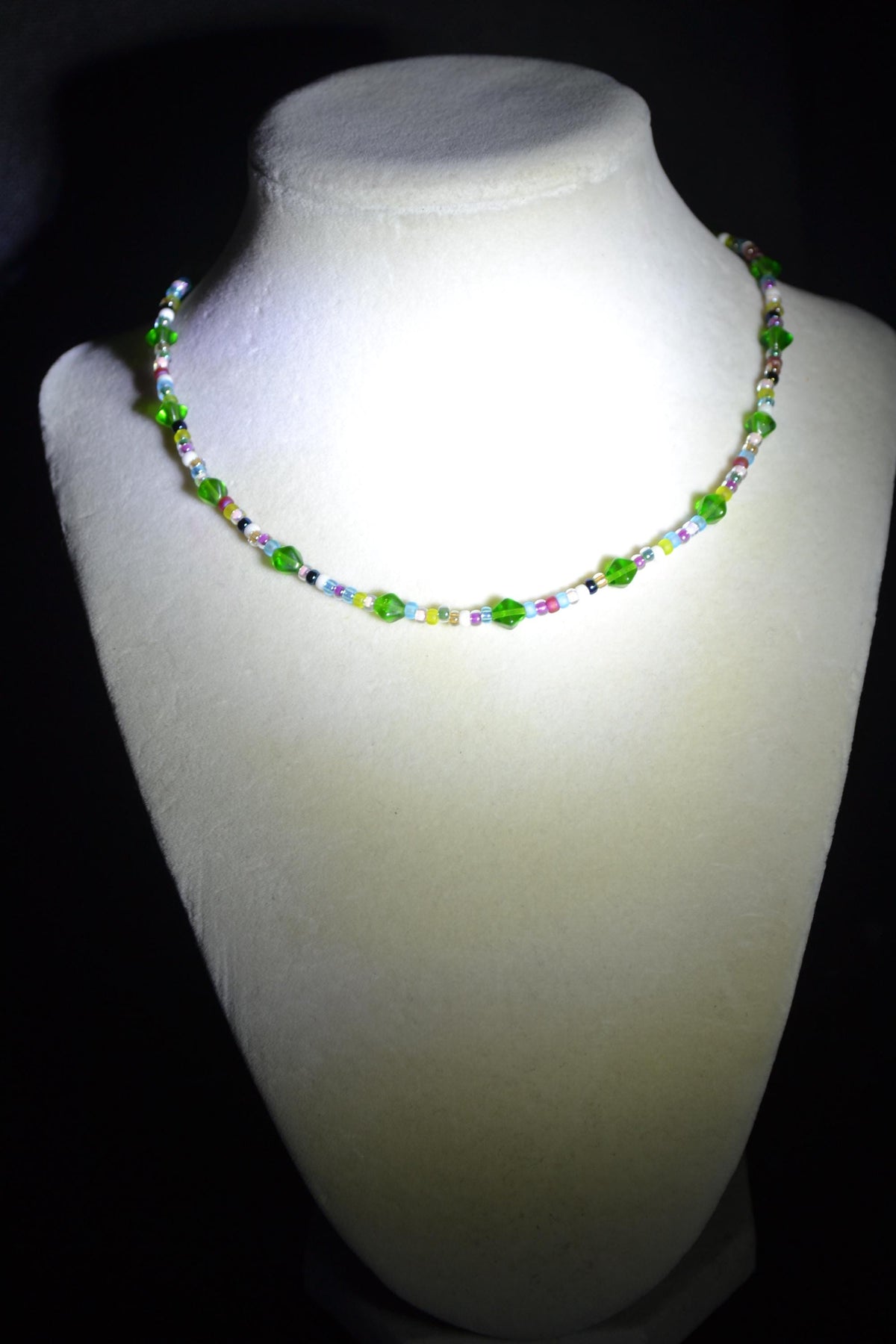 Multicolor glass bead choker. Glass candy