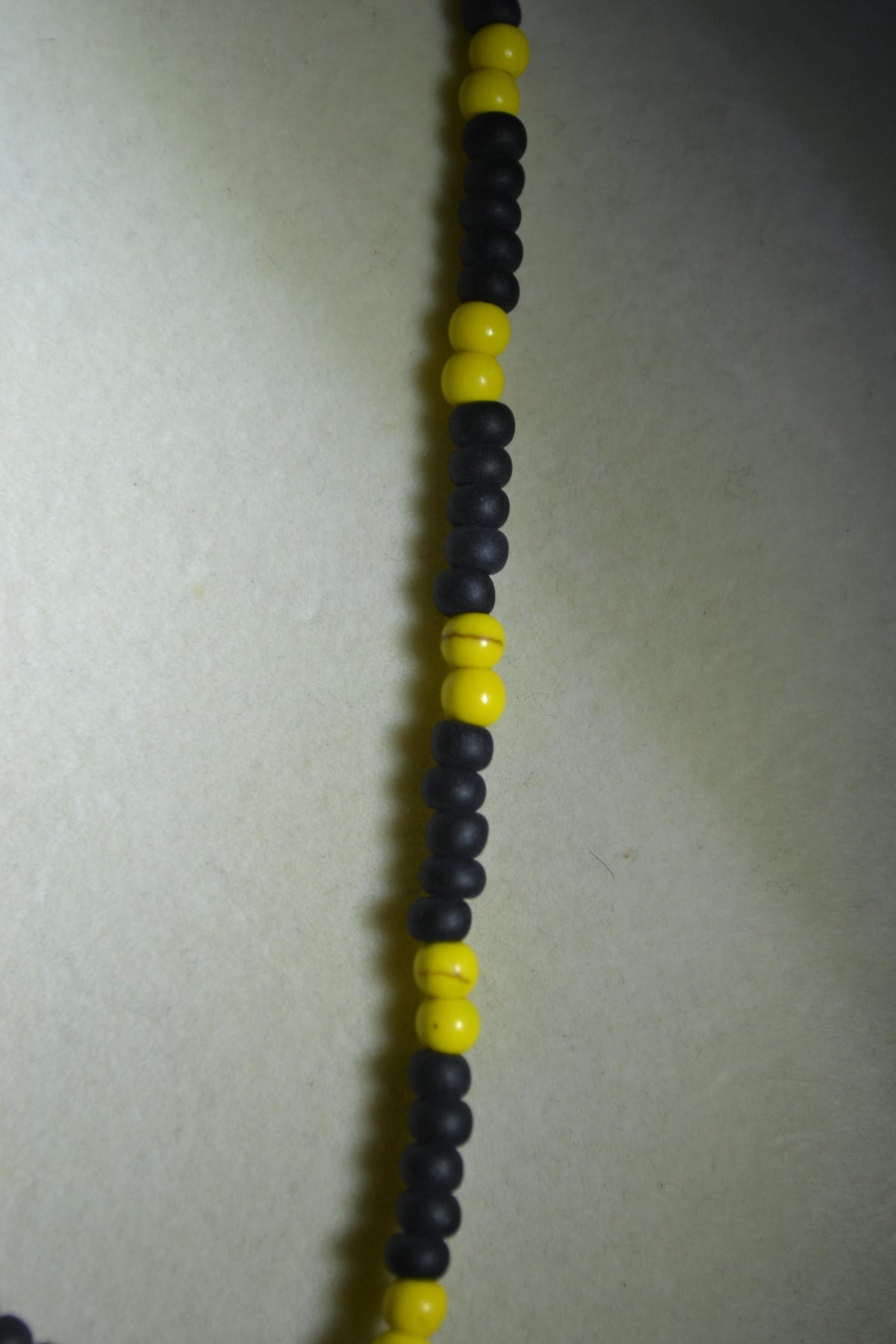 Silver and turquoise cactus pendant glass bead necklace. Black and yellow